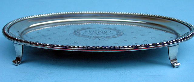 J E CALDWELL STERLING FOOTED TRAY CIRCA 1880