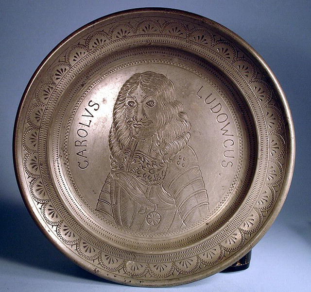 PRINCE CHARLES LOUIS PEWTER PLATE CIRCA 1690