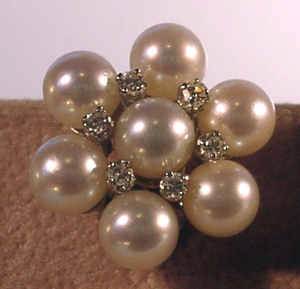 SIGNED DESIGNER PEARL AND DIAMOND EARRINGS