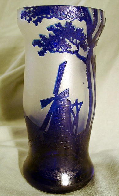 AUSTRIAN CAMEO GLASS WINDMILL LIKE GALLE DAUM