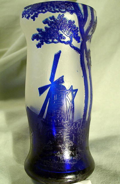 AUSTRIAN CAMEO GLASS WINDMILL LIKE GALLE DAUM