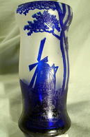 AUSTRIAN CAMEO GLASS WINDMILL LIKE GALLE DAUM