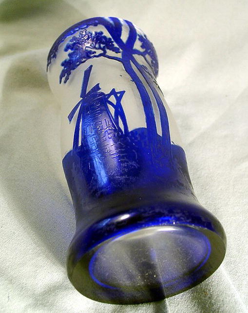 AUSTRIAN CAMEO GLASS WINDMILL LIKE GALLE DAUM