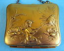 GOLD FILLED ART NOUVEAU PURSE WITH CUPIDS AND FLORALS