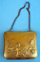 GOLD FILLED ART NOUVEAU PURSE WITH CUPIDS AND FLORALS