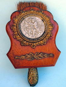 VERY COOL WHISK BROOM HOLDER W/ CUPIDS FRENCH 19th C
