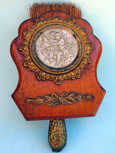 VERY COOL WHISK BROOM HOLDER W/ CUPIDS FRENCH 19th C