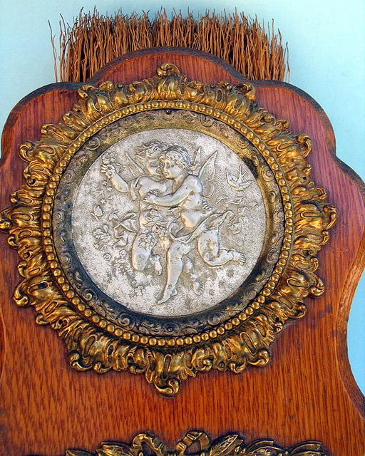 VERY COOL WHISK BROOM HOLDER W/ CUPIDS FRENCH 19th C