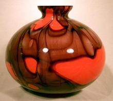 MASSIVE CZECHOSOLVAKIA FLAMED VASE INCREDIBLE COLORS