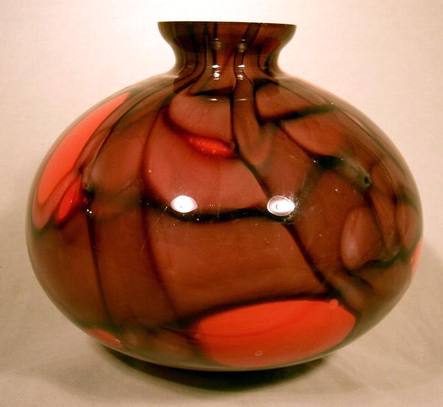 MASSIVE CZECHOSOLVAKIA FLAMED VASE INCREDIBLE COLORS