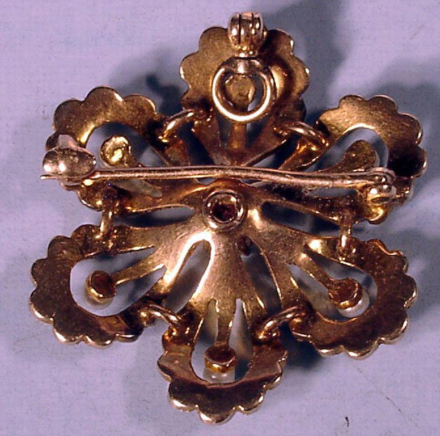 14K STARBURST SEED PEARL AND 1/4 CARAT DIAMOND PIN