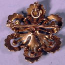 14K STARBURST SEED PEARL AND 1/4 CARAT DIAMOND PIN