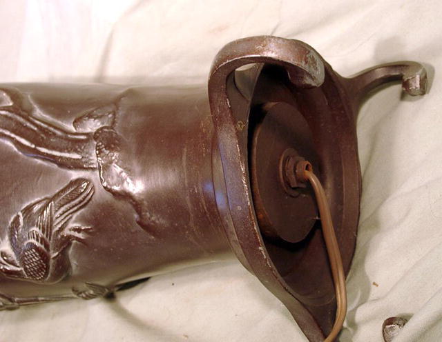 JAPANESE BRONZE VASE BIRDS STAND LAMP FINE DETAILING
