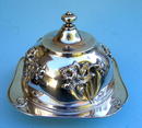 OUTSTANDING ART NOUVEAU WILCOX SILVER BUTTER DISH BEVEL