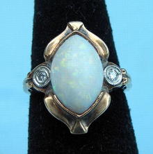NICE DECO 14K WITH OPAL DIAMONDS GREAT LOOK