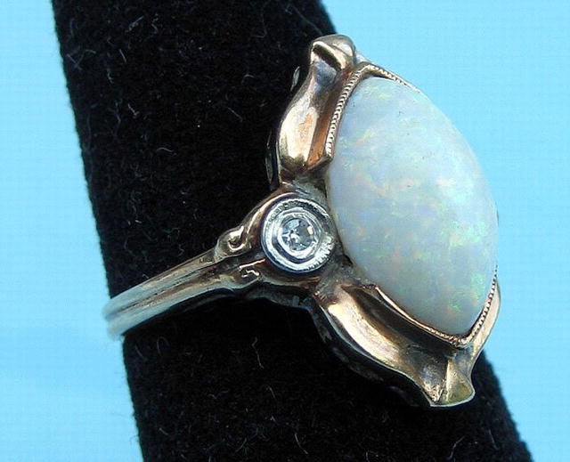 NICE DECO 14K WITH OPAL DIAMONDS GREAT LOOK
