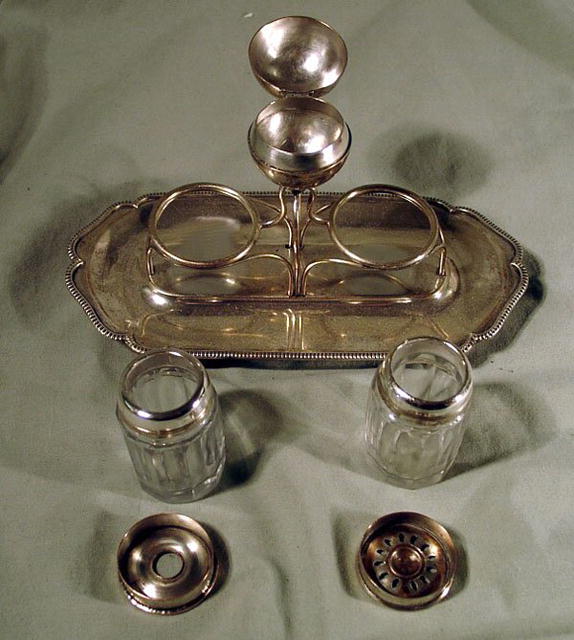 19th Century INKSTAND W/SANDER SILVER PLATE / SHEFFIELD