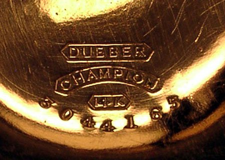 HAMPDEN POCKET WATCH DUEBER 14K CASE FANCY