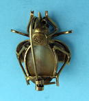 FINE 14K GOLD BUG WITH TIGERS EYE PEARL BODY RUBY EYES