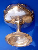 STRONG ART NOUVEAU SILVER PLATE VICTOR QUAD TAZZA
