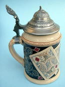 NICE GERMAN STEIN WITH PLAYING CARDS DEVIL ISH