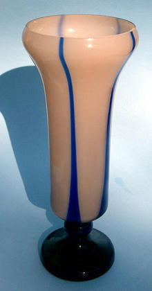 GREAT FLAME CZECHOSLOVAKIAN FOOTED VASE COLOR!