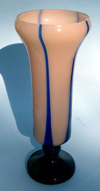 GREAT FLAME CZECHOSLOVAKIAN FOOTED VASE COLOR!