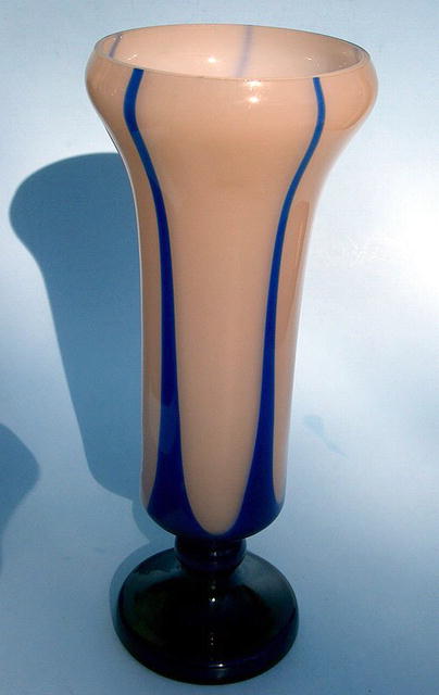 GREAT FLAME CZECHOSLOVAKIAN FOOTED VASE COLOR!