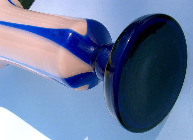 GREAT FLAME CZECHOSLOVAKIAN FOOTED VASE COLOR!