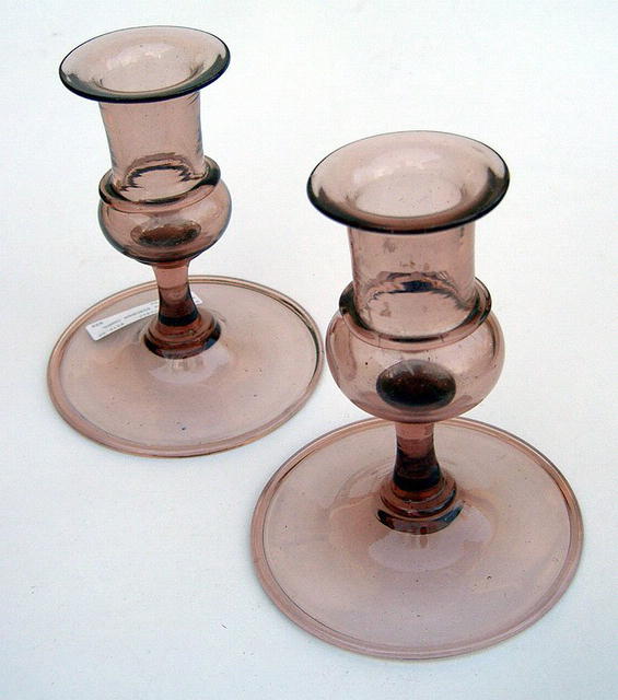 STEUBEN VENETIAN GLASS CANDLESTICK AMETHYST