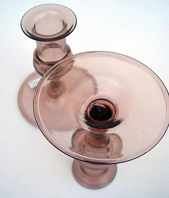 STEUBEN VENETIAN GLASS CANDLESTICK AMETHYST