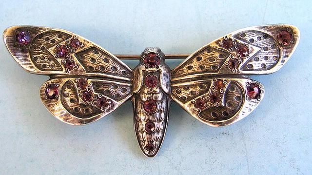 VERY COOL MOTH OR BUTTERFLY STERLING AMETHYSTS