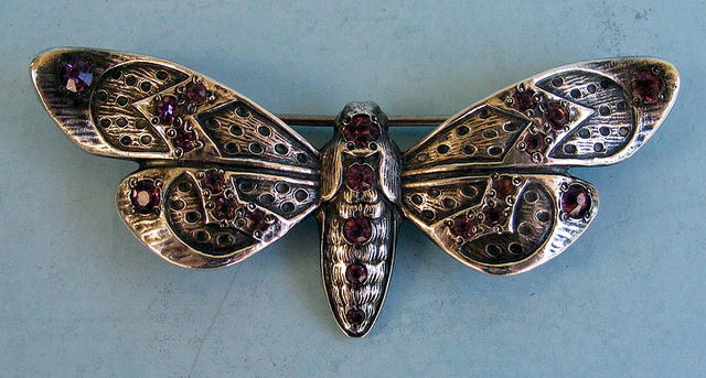 VERY COOL MOTH OR BUTTERFLY STERLING AMETHYSTS