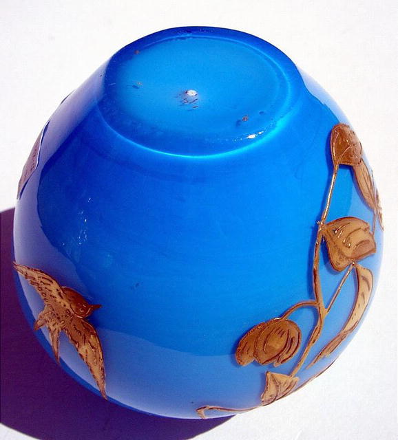 GREAT WEBB VASE WITH GILDED BUTTERFLIES INSECTS