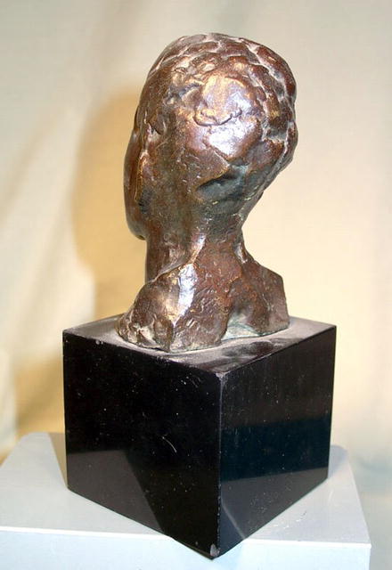 BRONZE SCULPTURE OF MAN ON MARBLE BASE SIGN LEPKA NICE