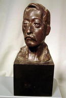 BRONZE SCULPTURE OF MAN ON MARBLE BASE SIGN LEPKA NICE