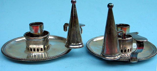 OUTSTANDING PAIR OF SILVER PLATE CANDLESTICKS C 1800