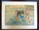 SIGNED 1933 WATERCOLOR OF GYPSY FAMILY BY CART