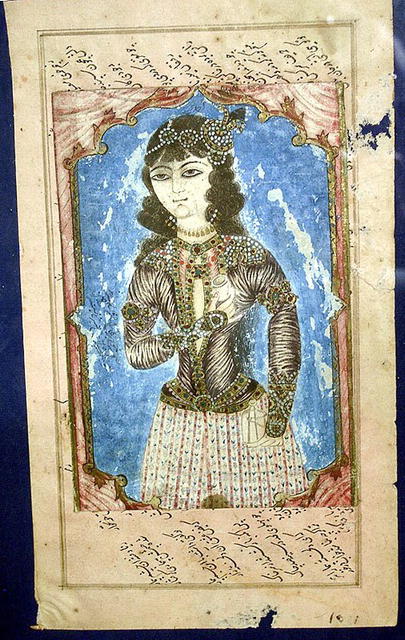 VERY EARLY PERSIAN MANUSCRIPT PAGE WITH WOMAN