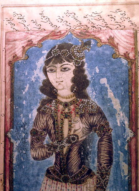VERY EARLY PERSIAN MANUSCRIPT PAGE WITH WOMAN
