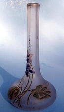 LEGRAS OR MONT JOYE STYLE STICK VASE WITH ENAMEL