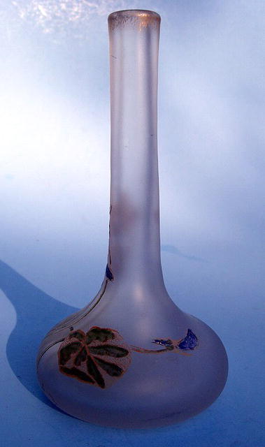 LEGRAS OR MONT JOYE STYLE STICK VASE WITH ENAMEL