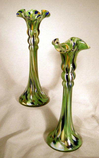 VERY NICE PAIR CZECHOSLOVAKIA CANDLESTICK GREAT COLOR