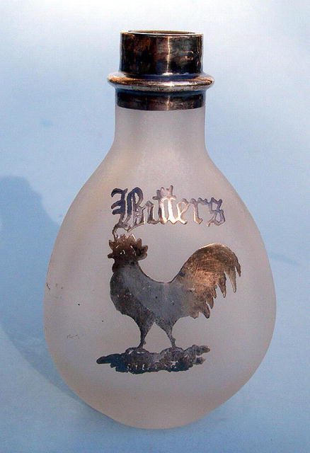STERLING OVERLAY BITTERS BOTTLE WITH HEN
