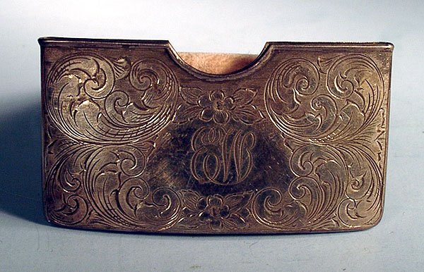 NICE CURVED STERLING CALLING CARD HOLDER 1900s