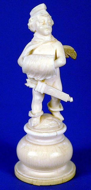 SUPERB EUROPEAN IVORY CUPID FIGURE 19TH C