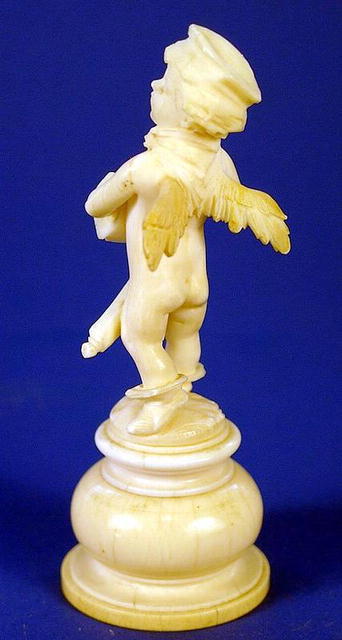SUPERB EUROPEAN IVORY CUPID FIGURE 19TH C