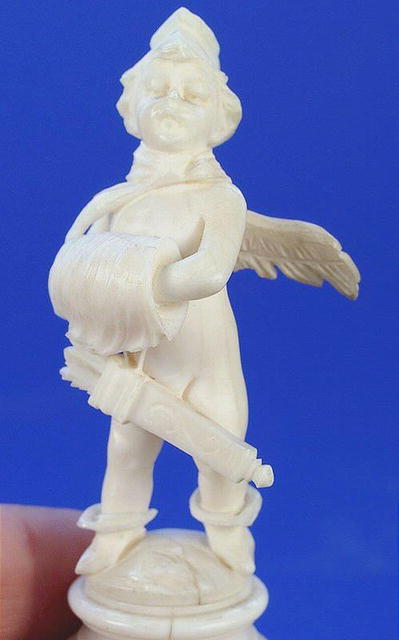 SUPERB EUROPEAN IVORY CUPID FIGURE 19TH C
