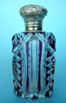 PURPLE OVERLAY FLIP TOP SCENT BOTTLE STERLING TOP COOL!