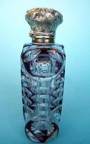 PURPLE OVERLAY FLIP TOP SCENT BOTTLE STERLING TOP COOL!